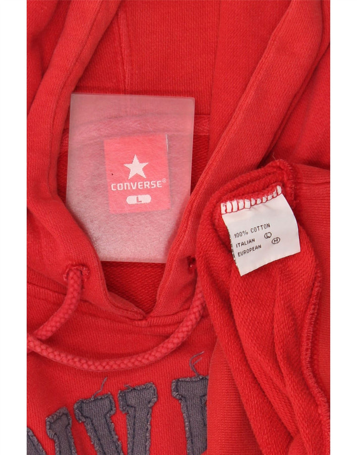 Мужской джемпер с капюшоном Converse с рисунком, большой красный, хлопковый