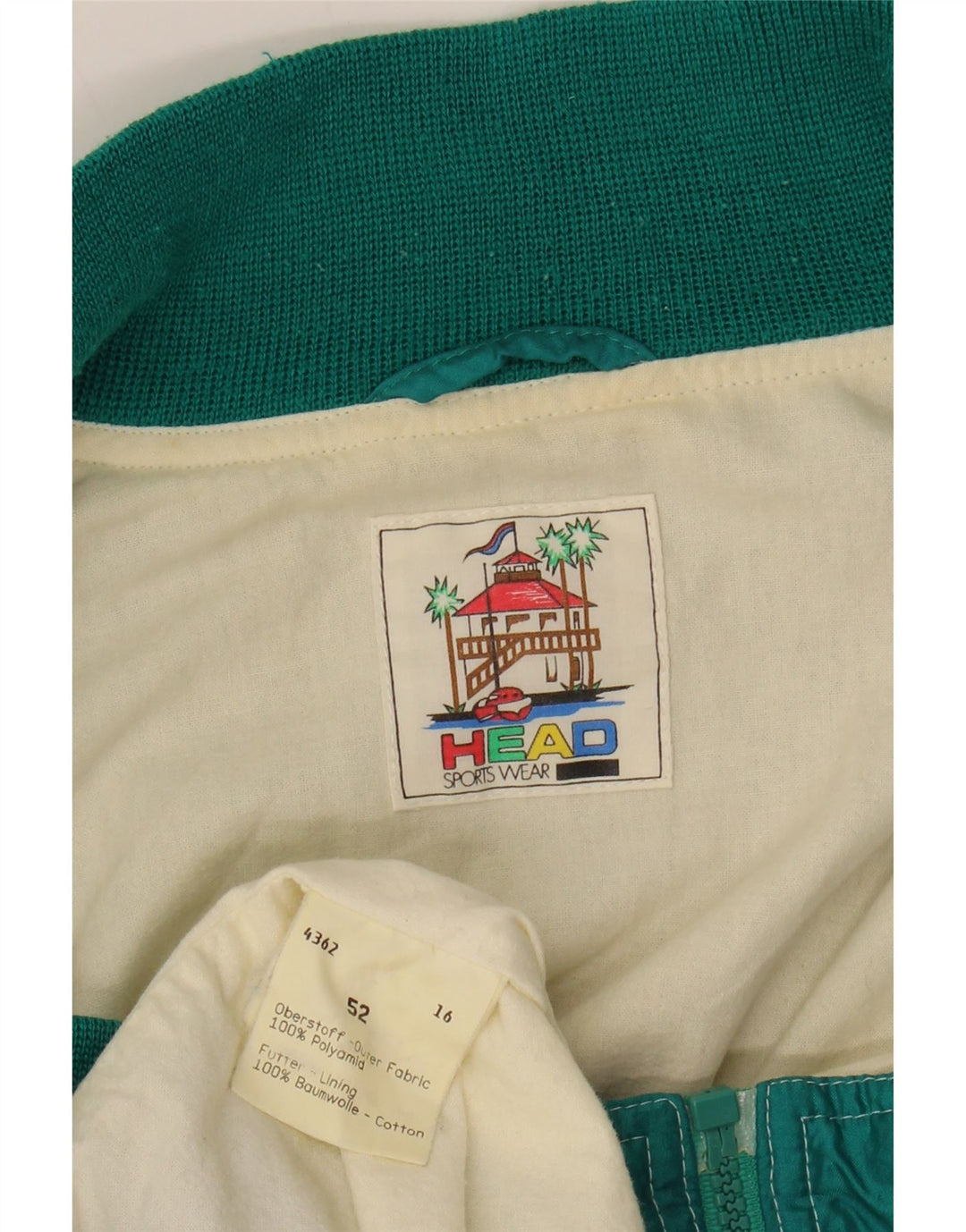 HEAD Mens Bomber Jacket IT 52 XL Green Polyamide Vintage HEAD and Second-Hand HEAD from Messina Hembry 