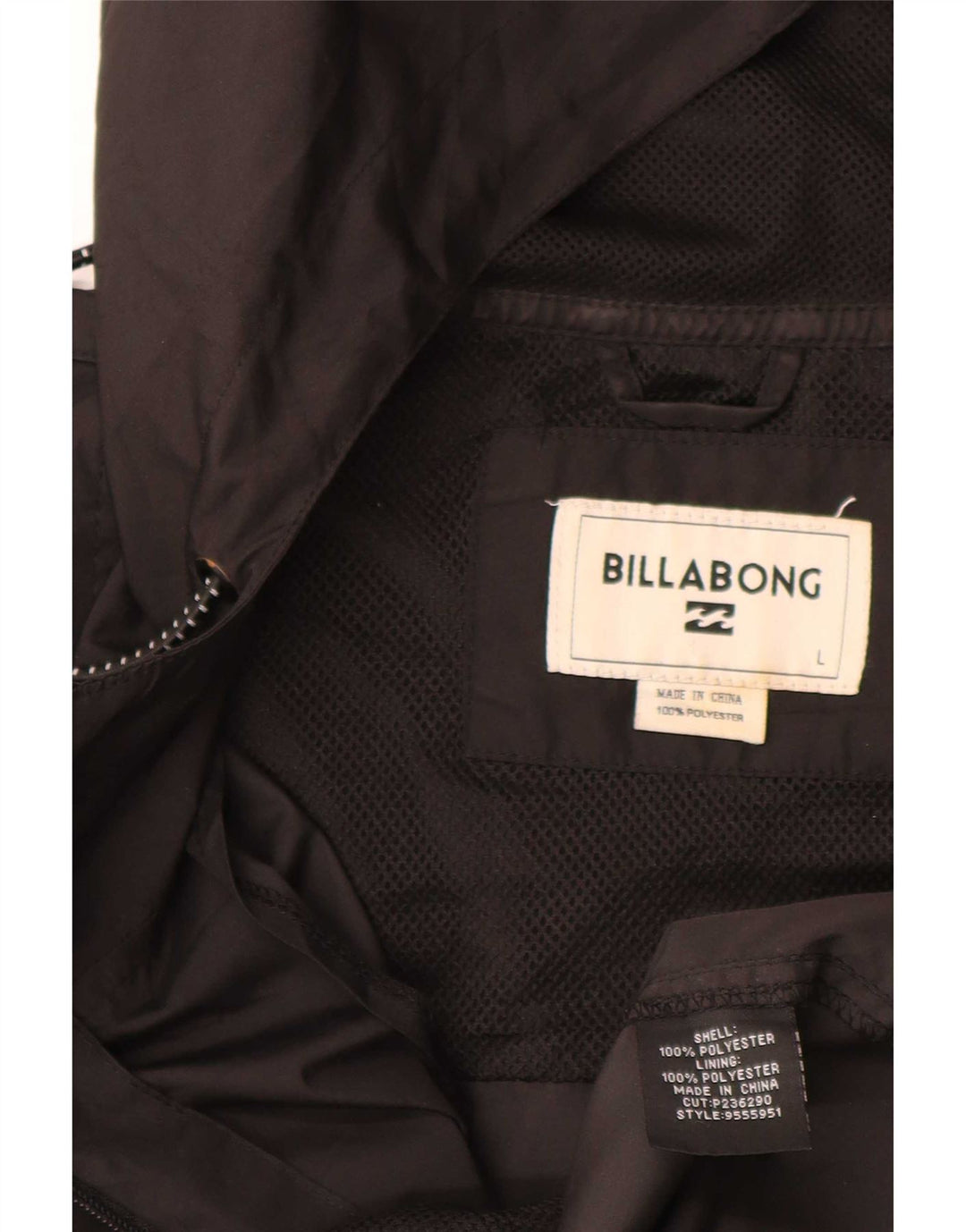 Мужская дождевик Billabong с капюшоном UK 40, большой черный полиэстер