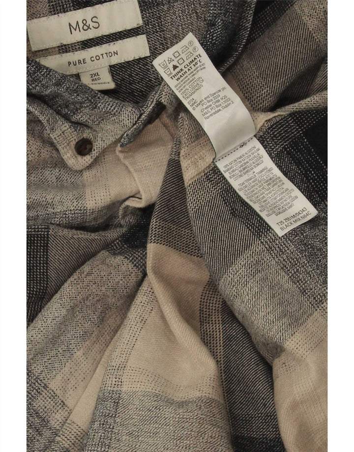 Мужская фланелевая рубашка стандартного кроя Marks & Spencer 2XL, хлопковая бежевая клетка