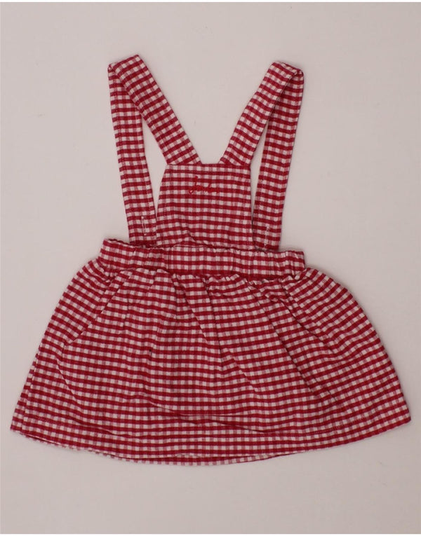 JOULES Baby Girls Dungarees Skirt 6-9 Months W18  Red Gingham Cotton