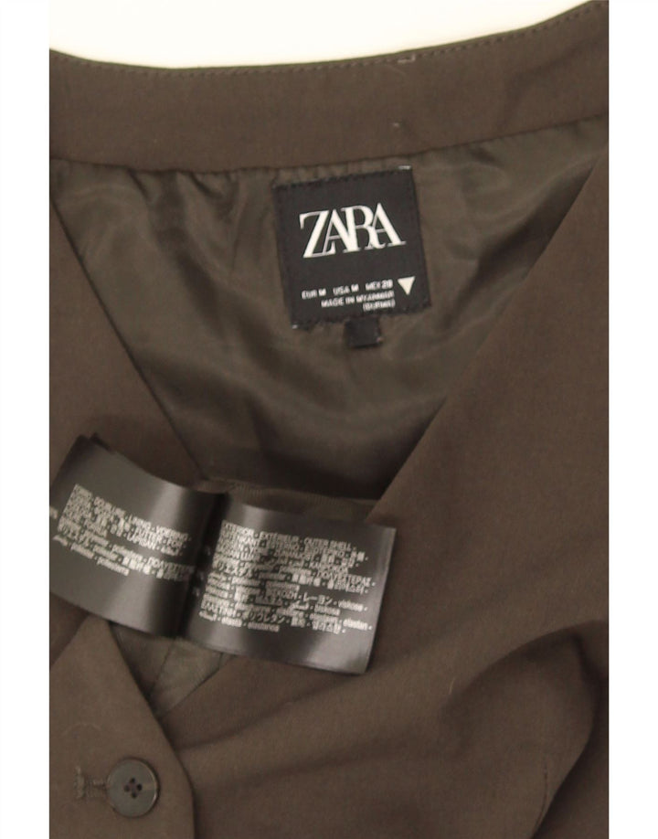 Женский укороченный жилет Zara UK 12, средний хаки, полиэстер