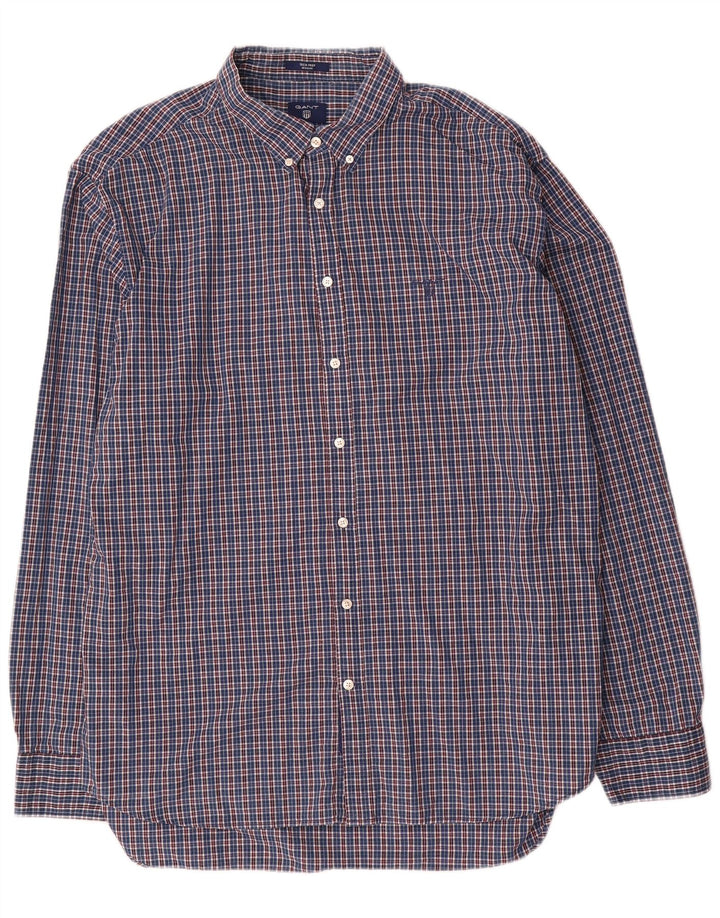 Мужская рубашка стандартного кроя Gant, размер 47/48, 3XL, синяя клетка, хлопок