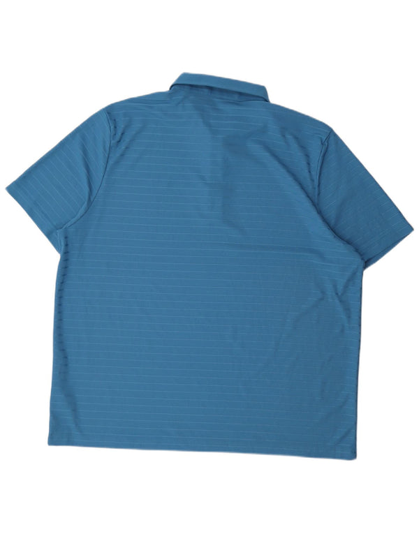 Мужская рубашка-поло Lacoste, размер 9, 4XL, полиэстер в синюю полоску