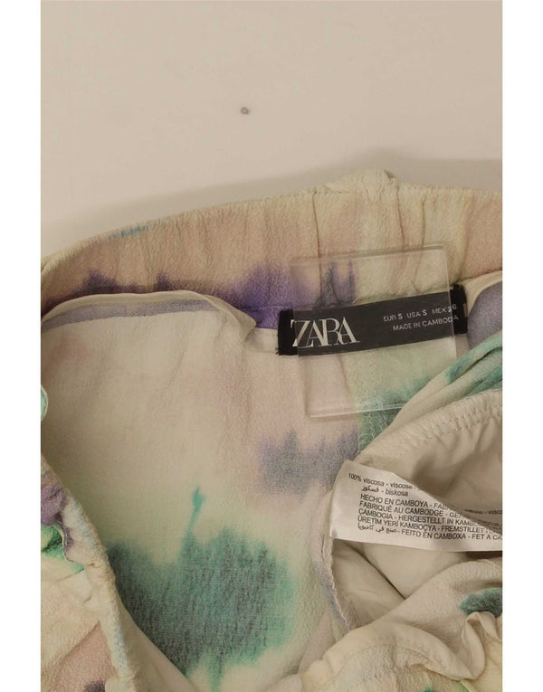 Zara Женские шорты чинос с высокой талией, маленькие W26, разноцветный, вискоза тай-дай