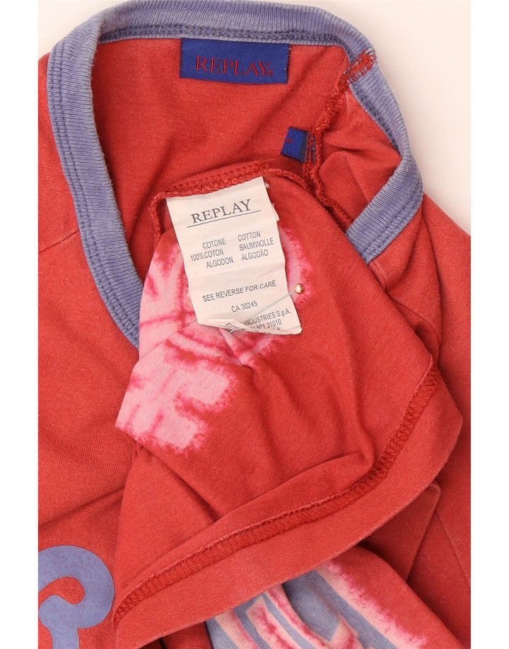 Мужская футболка с рисунком REPLAY, большой красный хлопковый топ