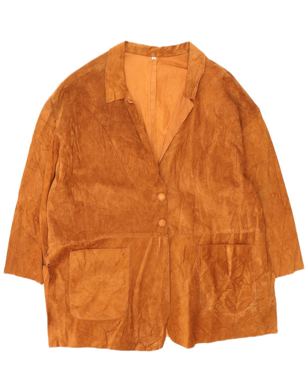 ВИНТАЖНОЕ женское замшевое пальто оверсайз UK 14, кожа среднего коричневого цвета