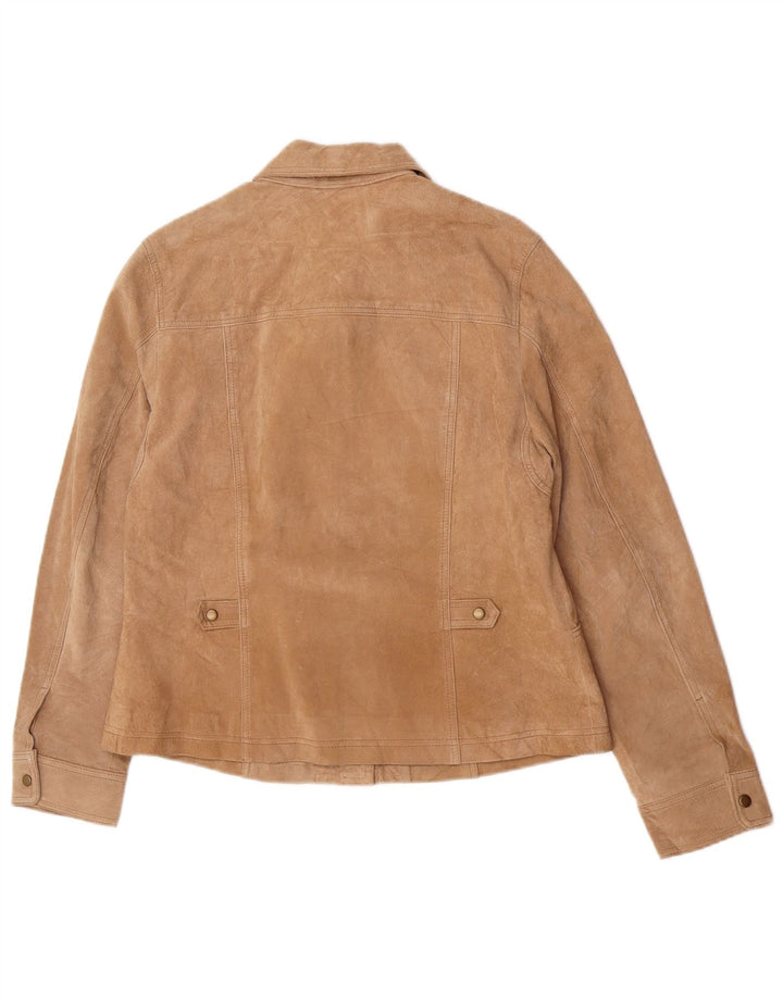 Женская замшевая куртка Coldwater Creek UK 16, большая коричневая кожа