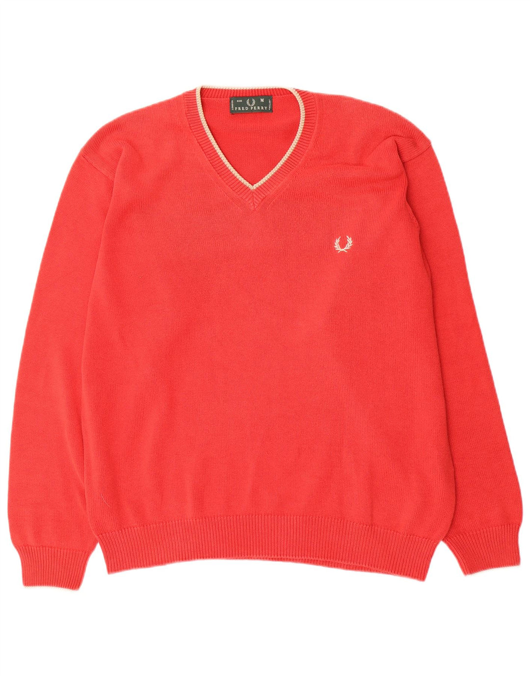 FRED PERRY Мужской джемпер с v-образным вырезом, средний красный хлопковый свитер