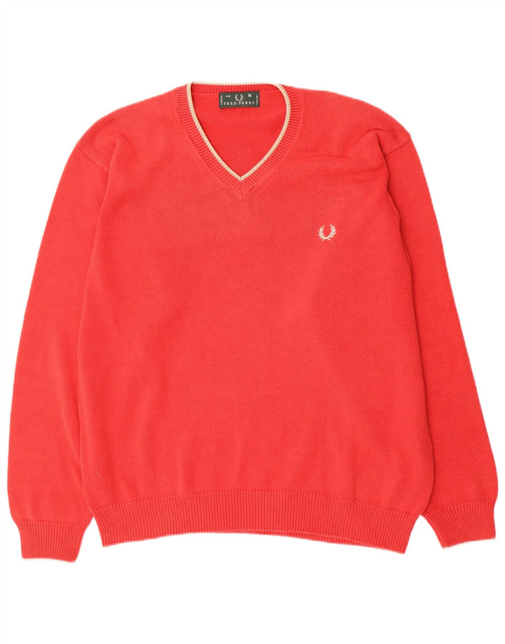 FRED PERRY Мужской джемпер с v-образным вырезом, средний красный хлопковый свитер