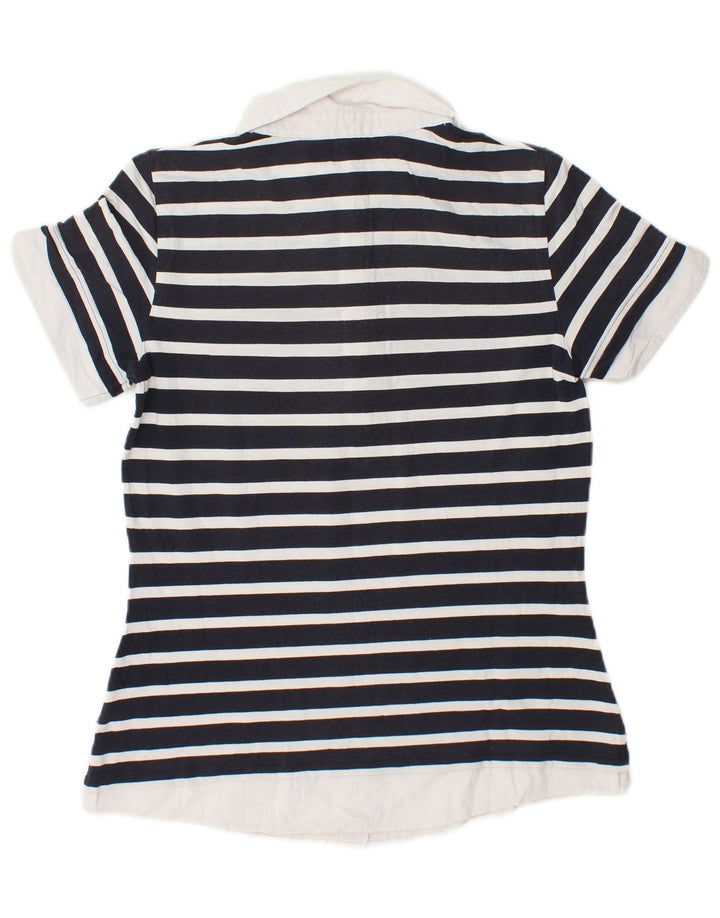 Женская рубашка-поло GANT UK 14, большой размер, темно-синяя полоска, хлопок