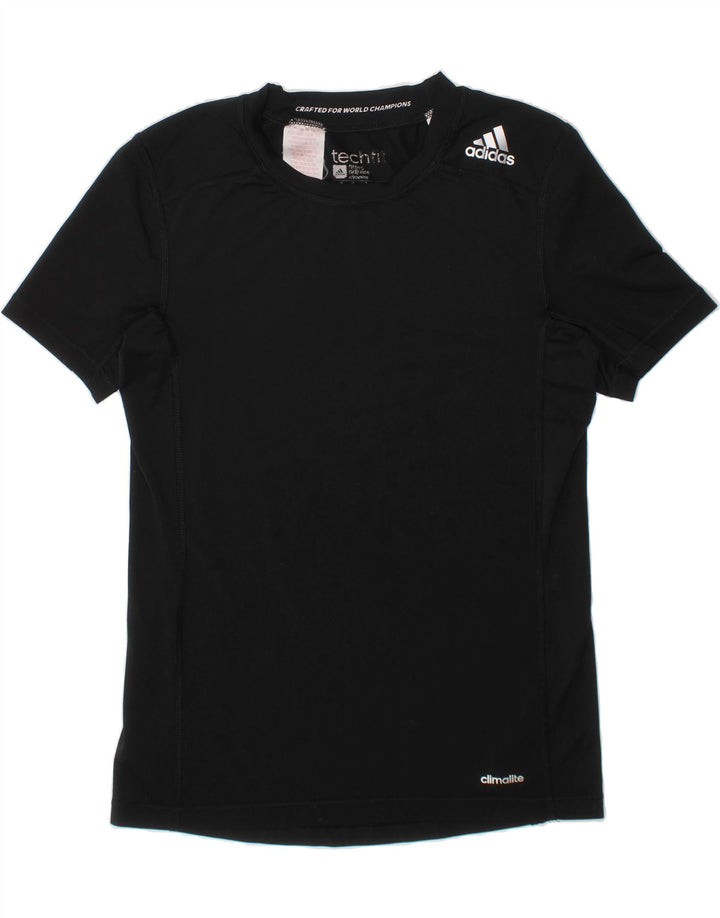 ADIDAS Boys Climalite Graphic T-Shirt Top 13-14 Years Black Polyester Vintage Adidas and Second-Hand Adidas from Messina Hembry 