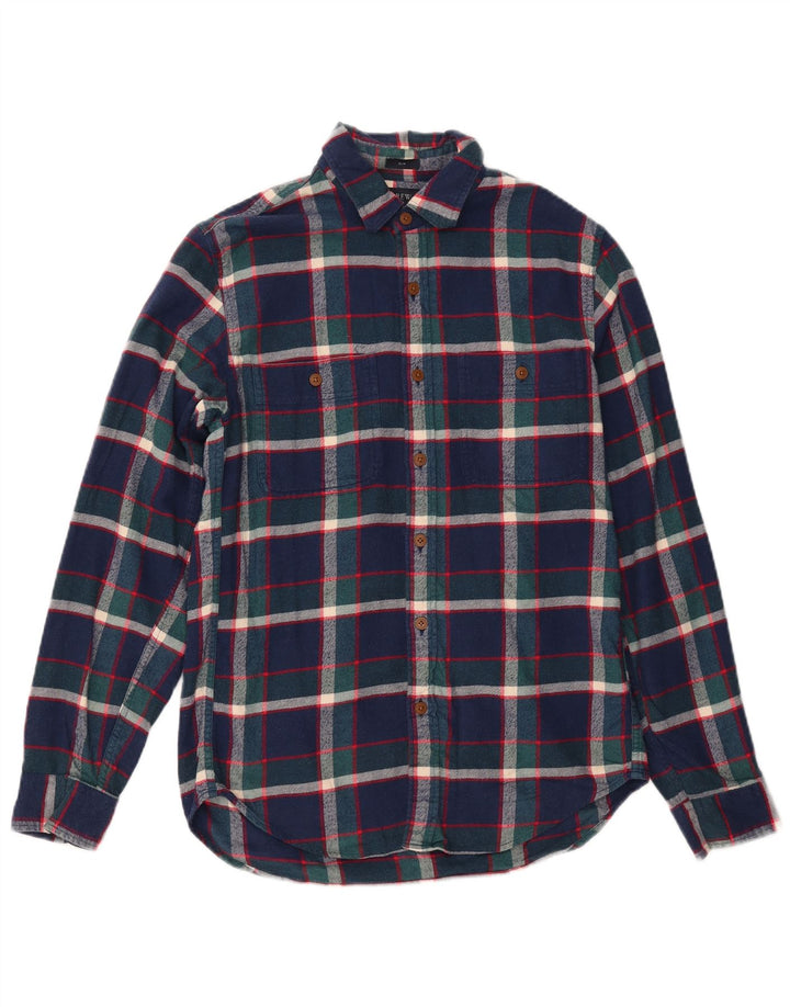 Мужская тонкая фланелевая рубашка J. CREW, маленькая, темно-синяя, хлопковая клетка