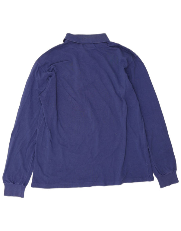 Мужская рубашка поло Lacoste с длинным рукавом, размер 6 XL, синяя, хлопок