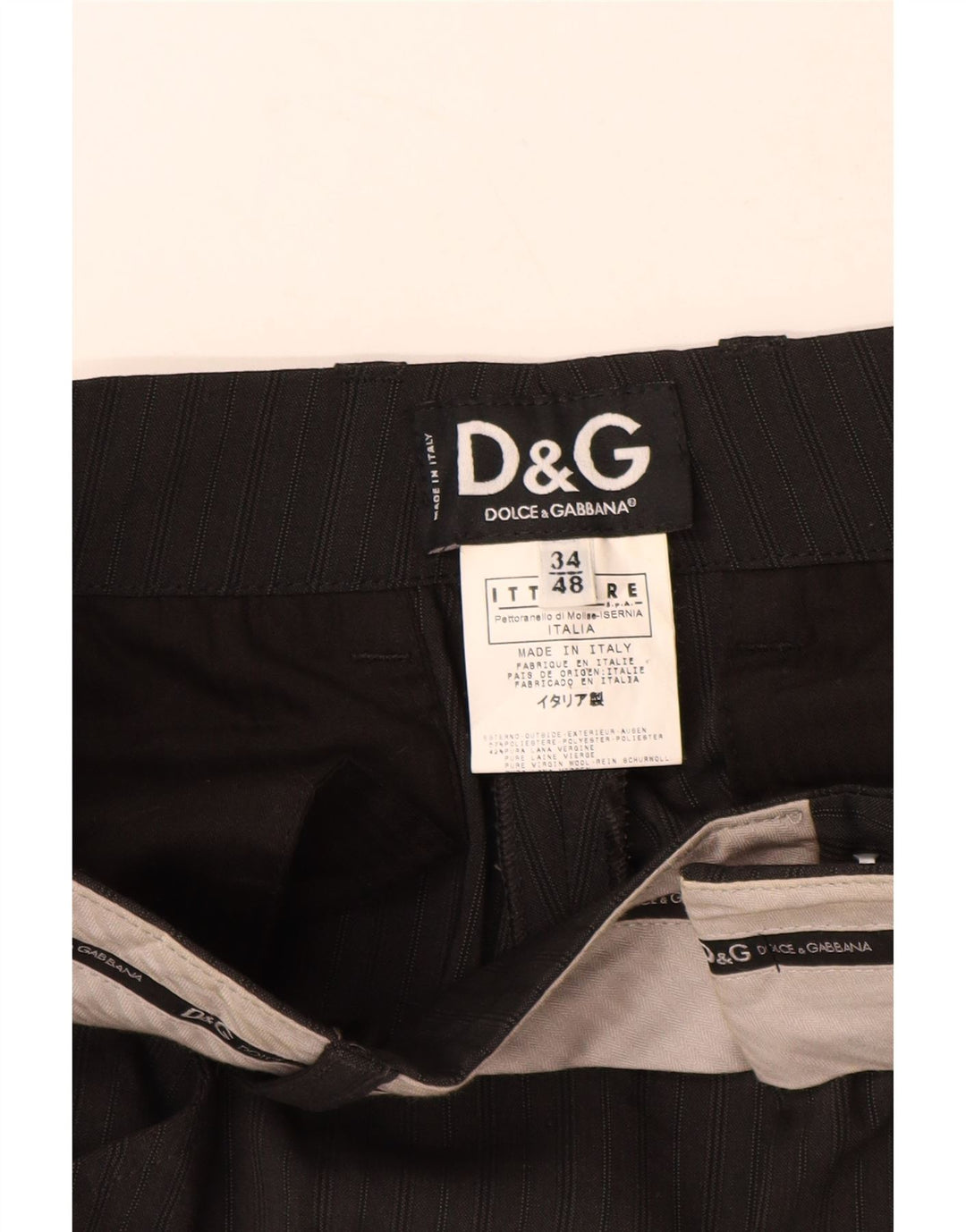 DOLCE & GABBANA Мужские повседневные брюки с рисунком W34 L33, черные в полоску