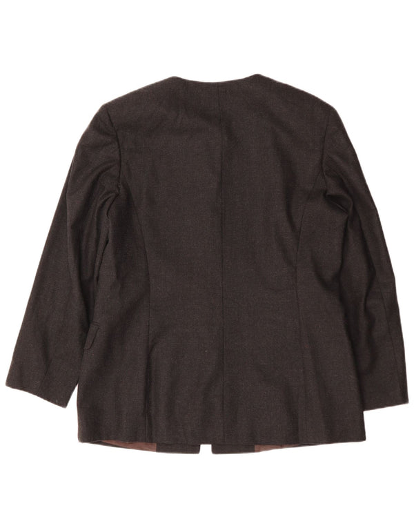 Vintage Womens Longline 4 Button Blazer Jacket IT 48 XL Grey Wool