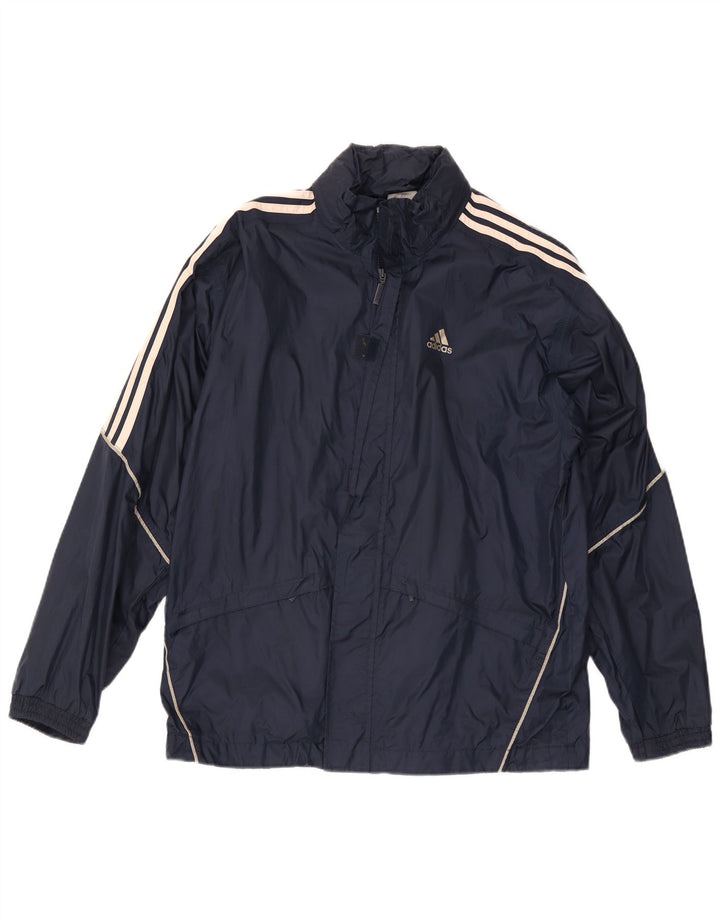Мужская куртка-дождевик Adidas с капюшоном UK 36, маленькая, темно-синяя, полиамид