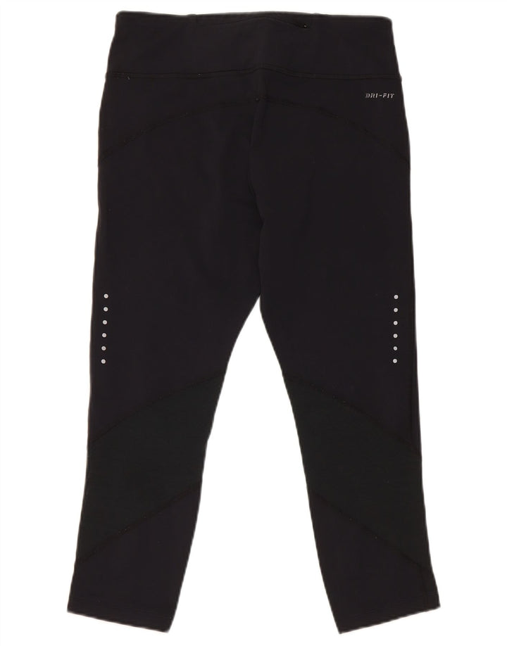 Женские леггинсы-капри Nike Dri Fit UK 12, средний черный нейлон
