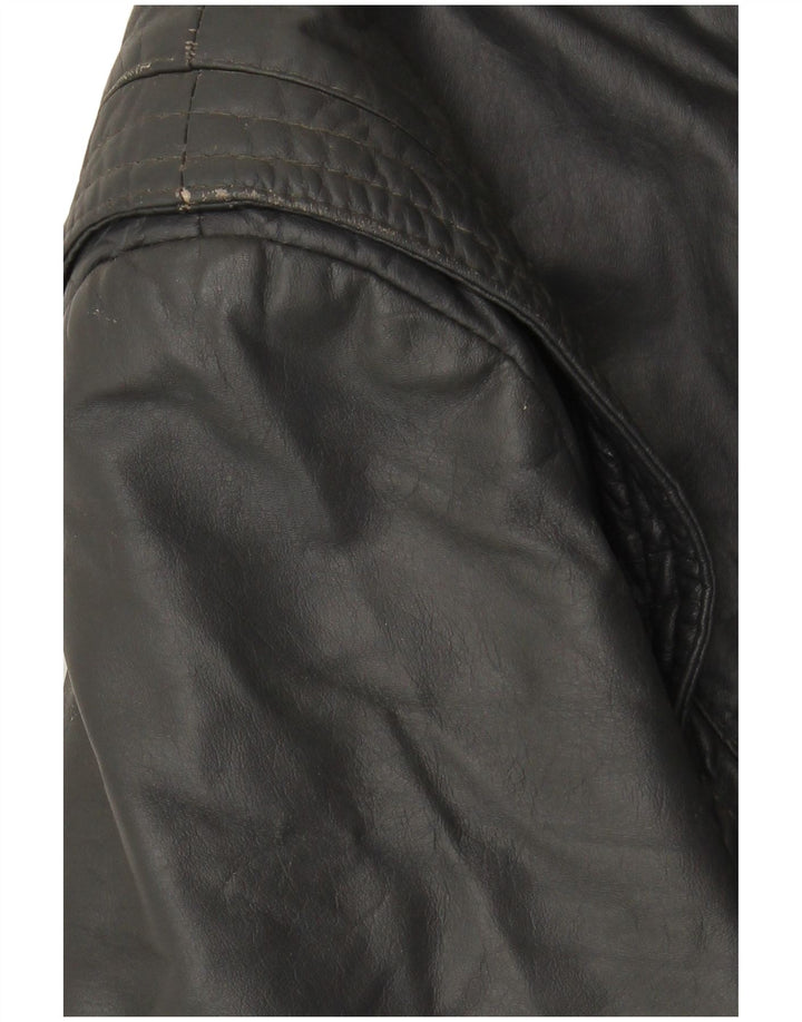 Мужская кожаная куртка VINTAGE UK 40, большая серая кожаная