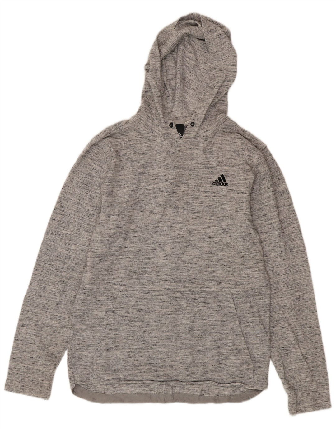 Мужской топ с капюшоном Adidas с длинным рукавом, маленький серый в крапинку