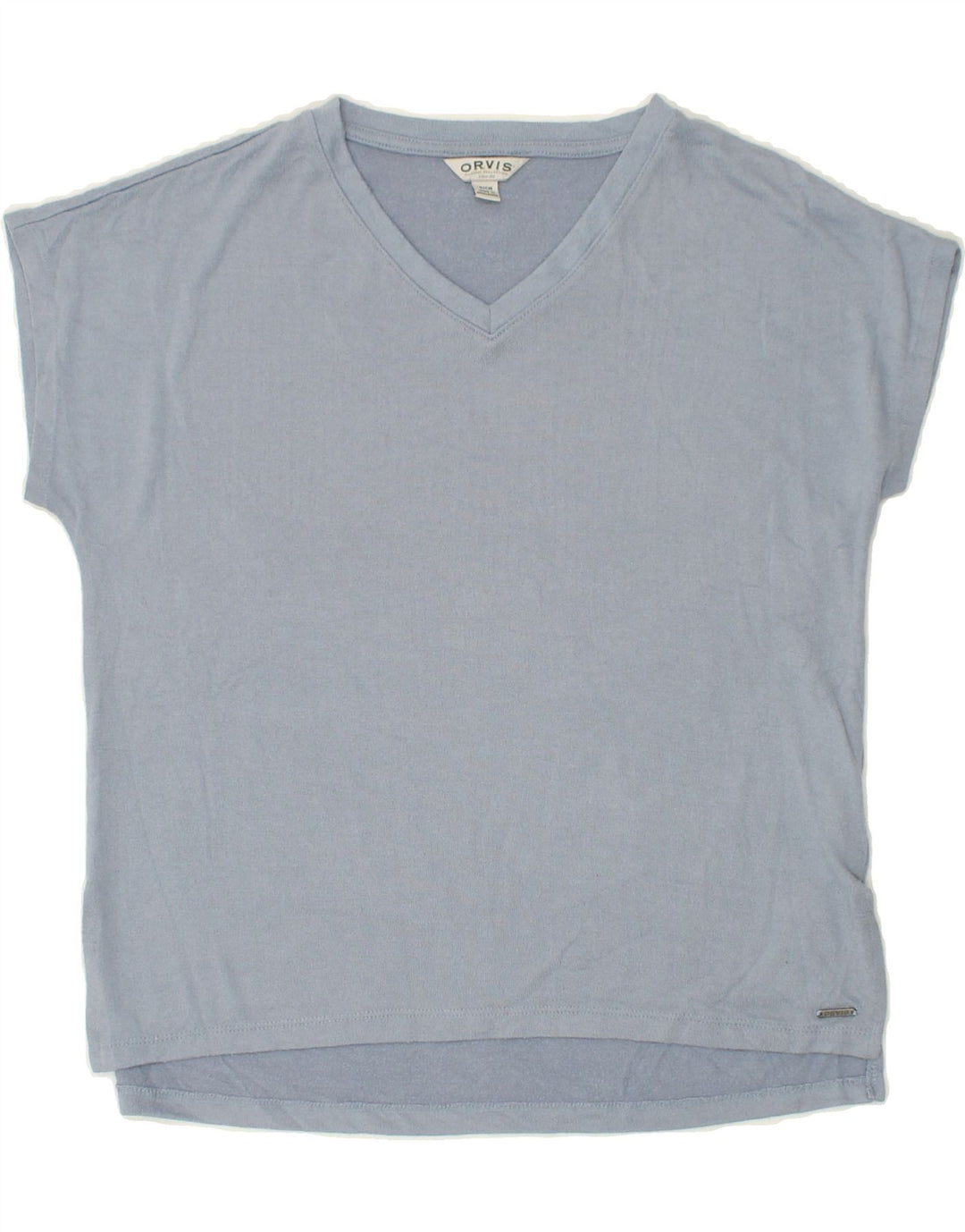 ORVIS Womens Oversized T-Shirt Top UK 10 Small Blue Polyester Vintage Orvis and Second-Hand Orvis from Messina Hembry 