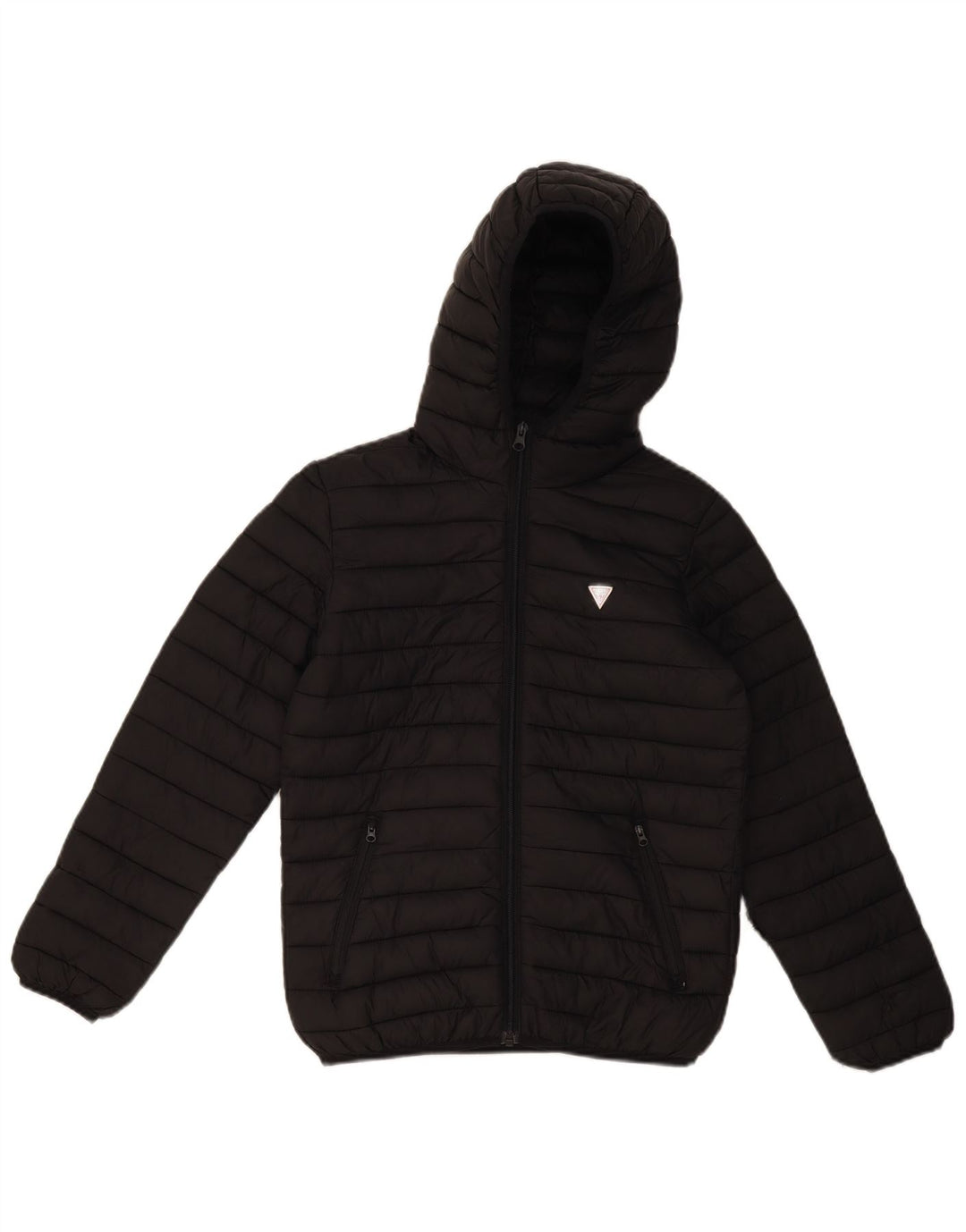 GUESS Boys Hooded Padded Jacket 11-12 Years Black Polyester