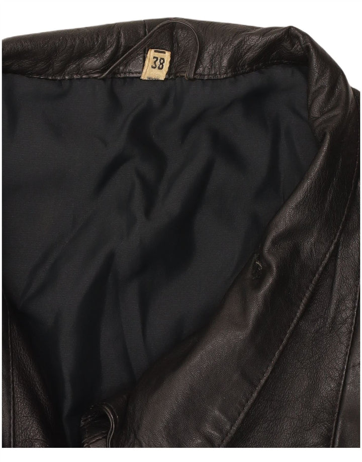 ВИНТАЖНАЯ Женская кожаная куртка EU 38 средний черный