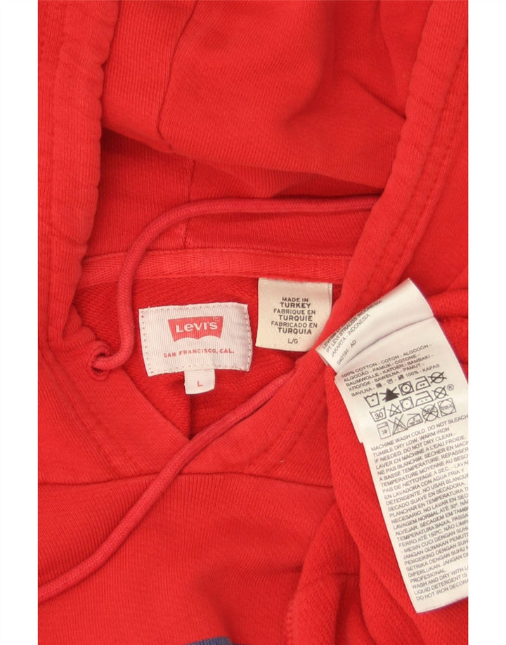 Мужской джемпер с капюшоном с рисунком Levi's, большой красный, хлопковый