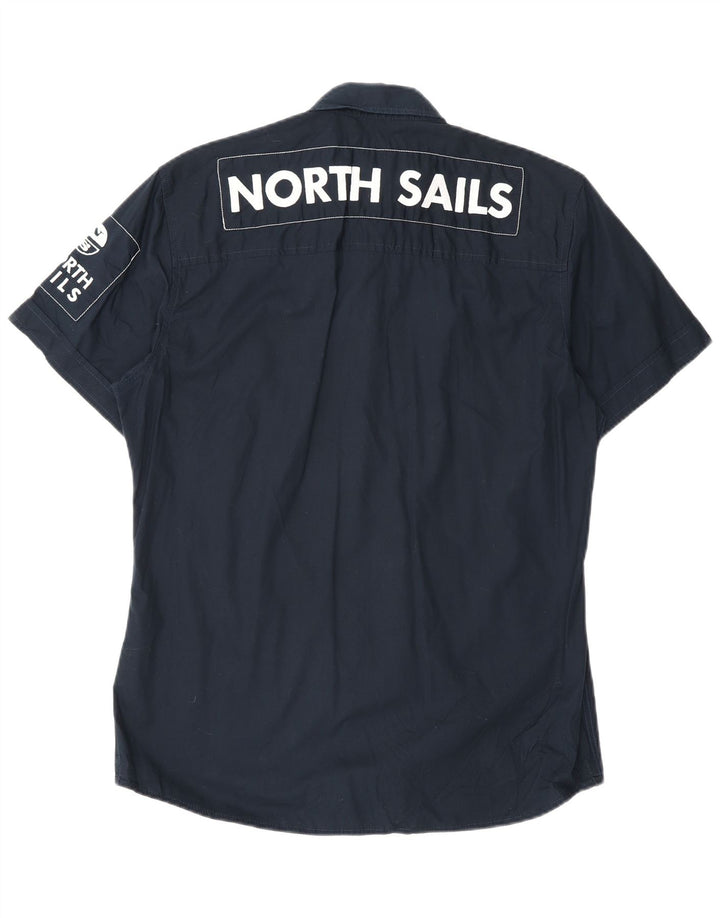 Мужская рубашка с коротким рукавом North Sails с коротким рукавом, темно-синяя, хлопковая