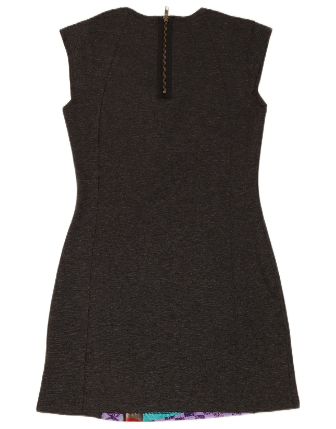 DESIGUAL Женское платье-футляр без рукавов UK 14 Средне-серый пэчворк