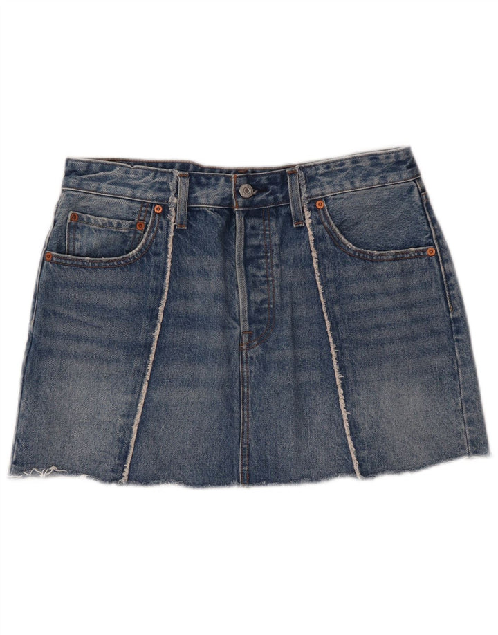 Женская джинсовая мини-юбка Levi's W30, хлопковая, среднего синего цвета