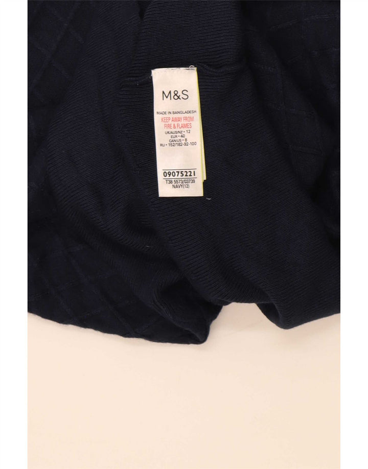 Женский джемпер с круглым вырезом Marks & Spencer UK 12, средний темно-синий
