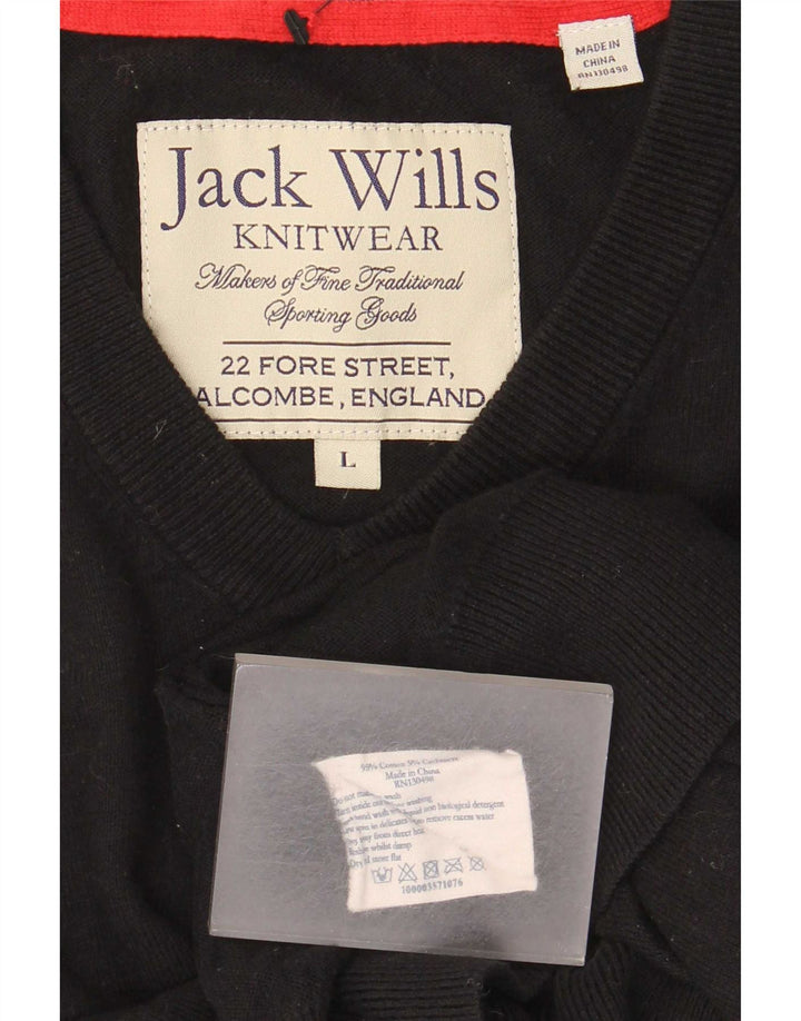 Мужской джемпер с v-образным вырезом Jack Wills, большой черный хлопковый свитер