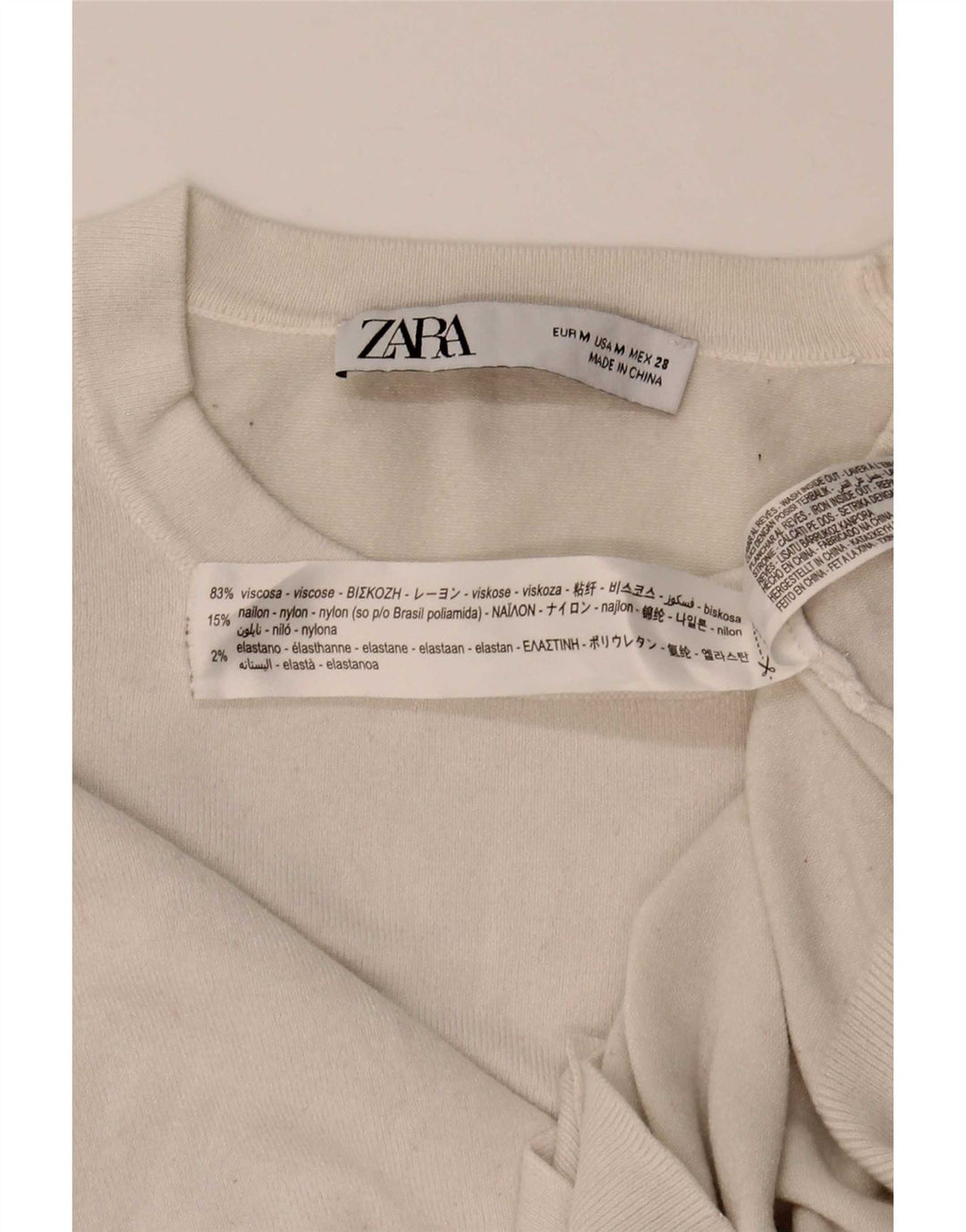 Женский джемпер с круглым вырезом Zara UK 12, средний белый вискоза
