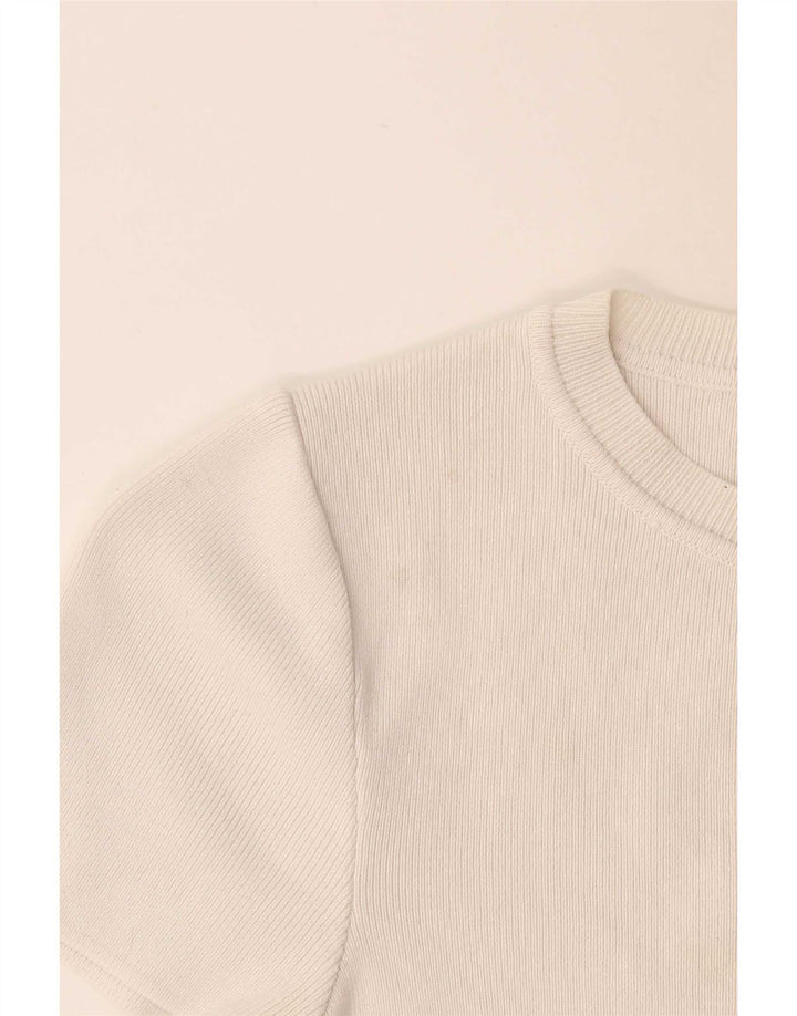 Женская укороченная футболка Zara UK 12, средний белый, вискоза