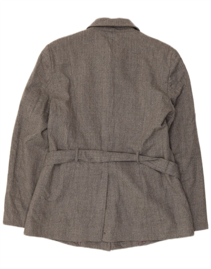 Женский пиджак на 5 пуговицах Benetton IT 44, средний серый из натуральной шерсти