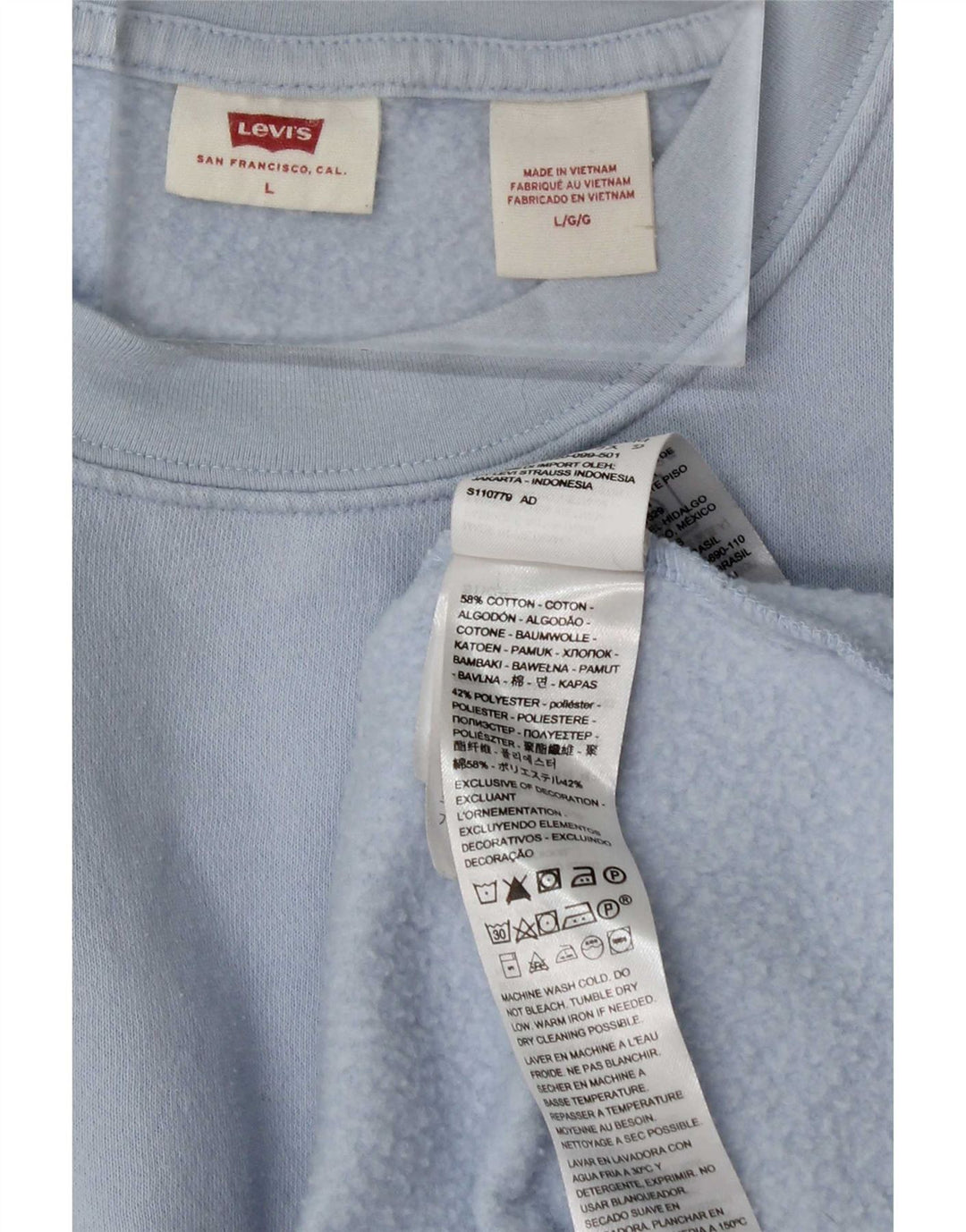 Женский свитер-толстовка Levi's UK 16, большой синий хлопок