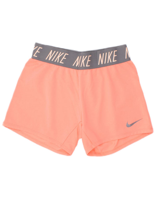 Спортивные шорты Nike Dri Fit с графическим рисунком для девочек 10–11 лет, средний розовый цвет с блоками