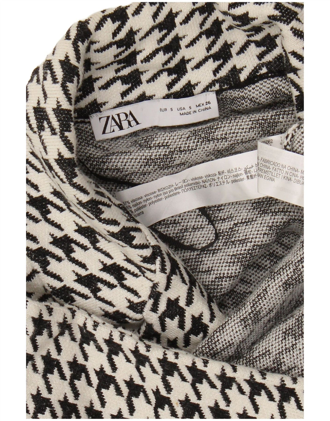 Женское пальто оверсайз Zara UK 10, маленькое черное из вискозы с узором «гусиные лапки»