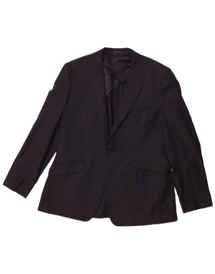 Мужской пиджак Reiss на 1 пуговице, Великобритания 42 XL, темно-синий, шерстяной в клетку
