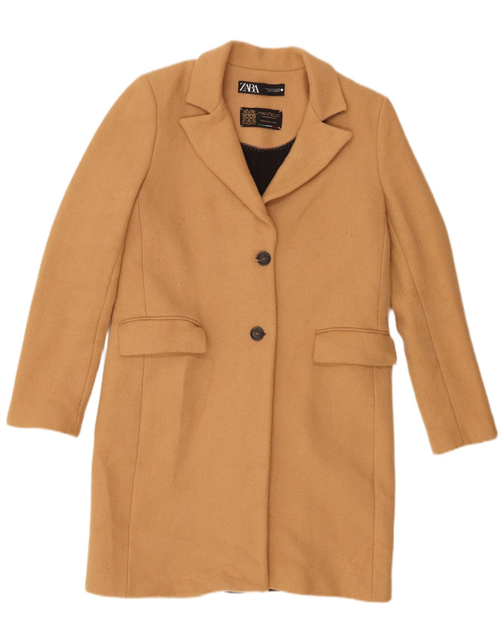 Женское пальто Zara UK 12 среднего коричневого цвета