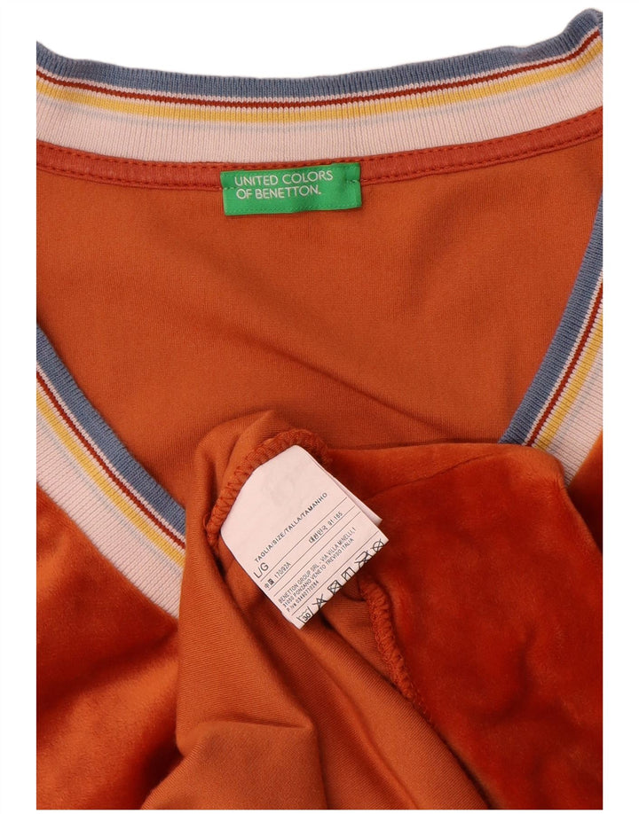 Женская бархатная блузка оверсайз Benetton Top UK 16, большой оранжевый полиэстер