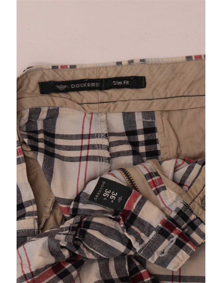 Dockers Мужские повседневные шорты цвета хаки Slim Fit W36, большая разноцветная клетка