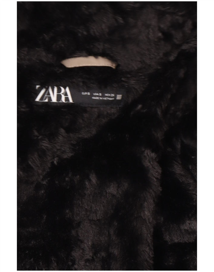 Женская утепленная куртка Zara из шерпы с капюшоном UK 10, маленький серый полиэстер