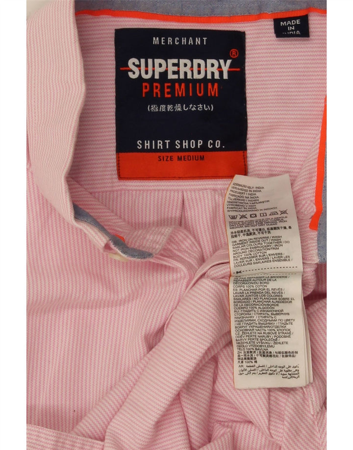 Мужская рубашка обычного кроя с коротким рукавом Superdry, хлопковая полоска розового цвета среднего размера