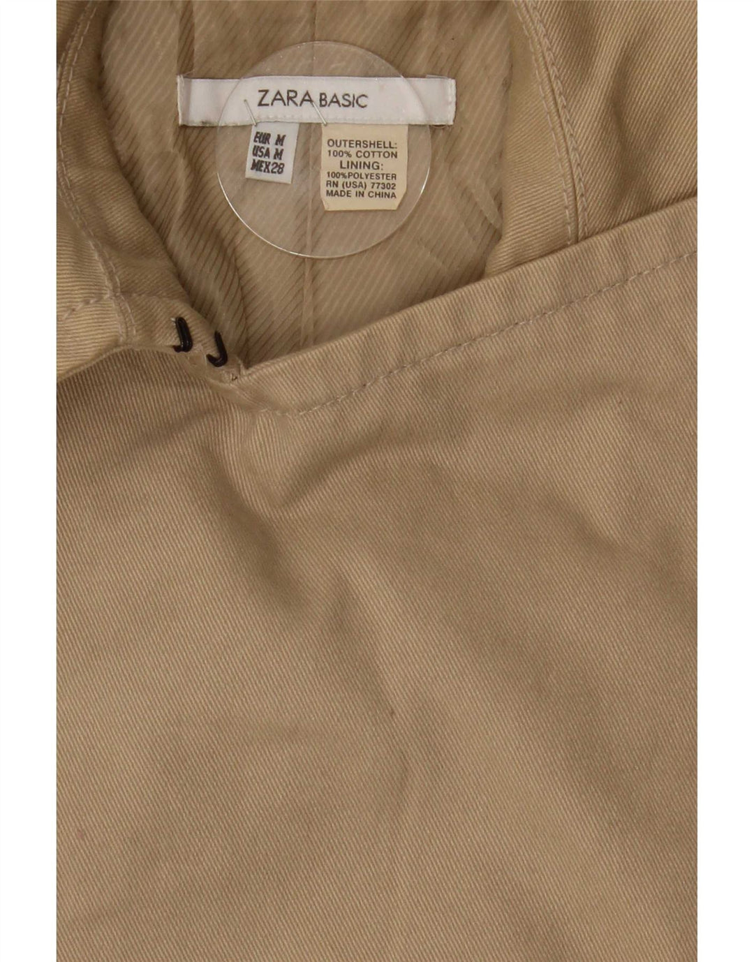 Женский двубортный тренч Zara UK 14, средний бежевый, хлопок