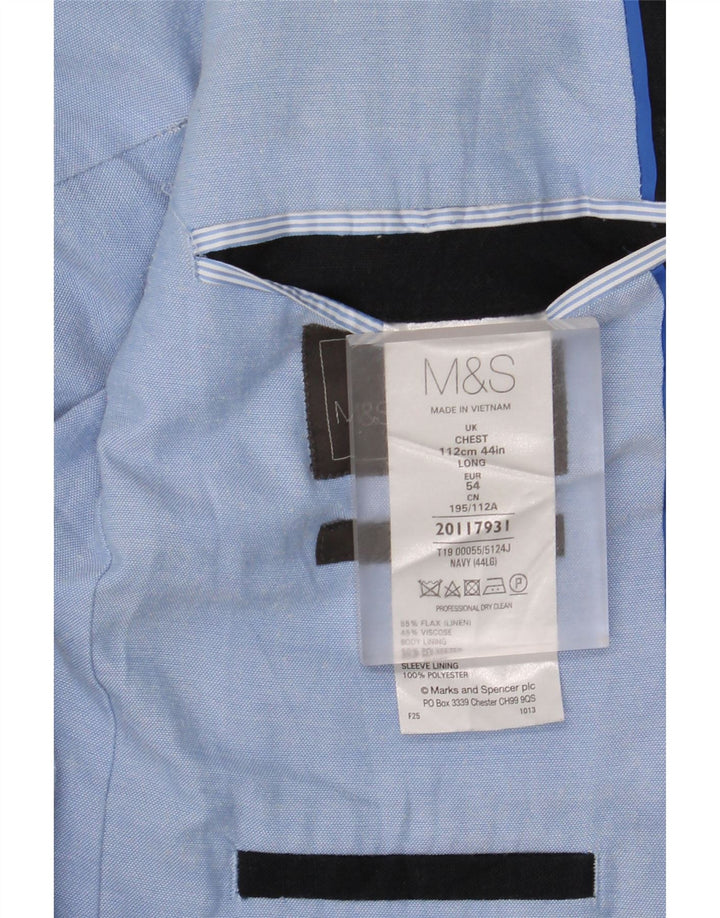 Мужской пиджак на двух пуговицах Marks & Spencer UK 44 XL темно-синий льняной