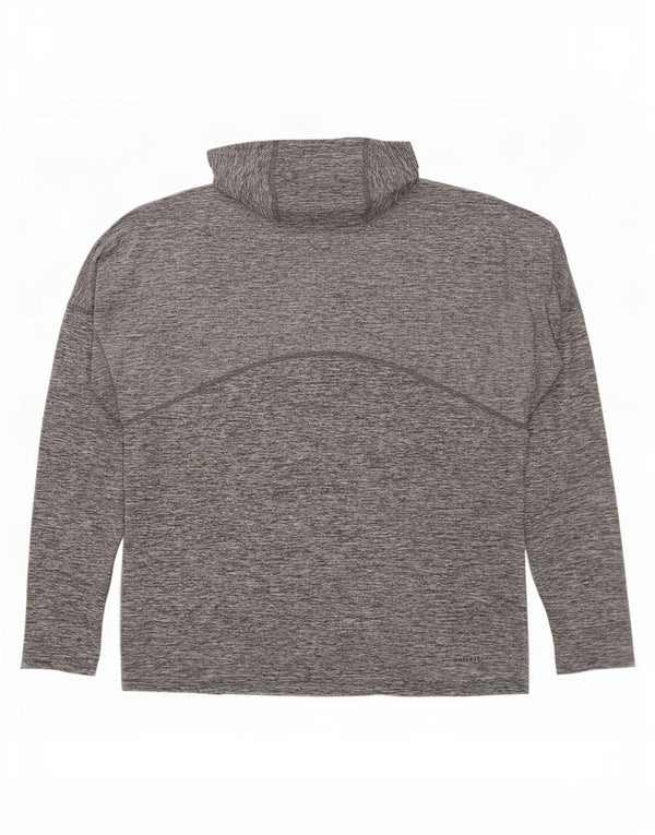 Мужская футболка с капюшоном и графикой Nike Dri Fit с длинными рукавами, большая серая в крапинку