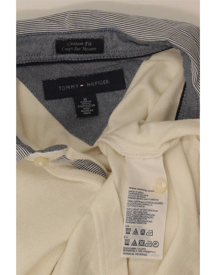 Мужская рубашка-поло Tommy Hilfiger среднего размера, белый хлопок, хлопок