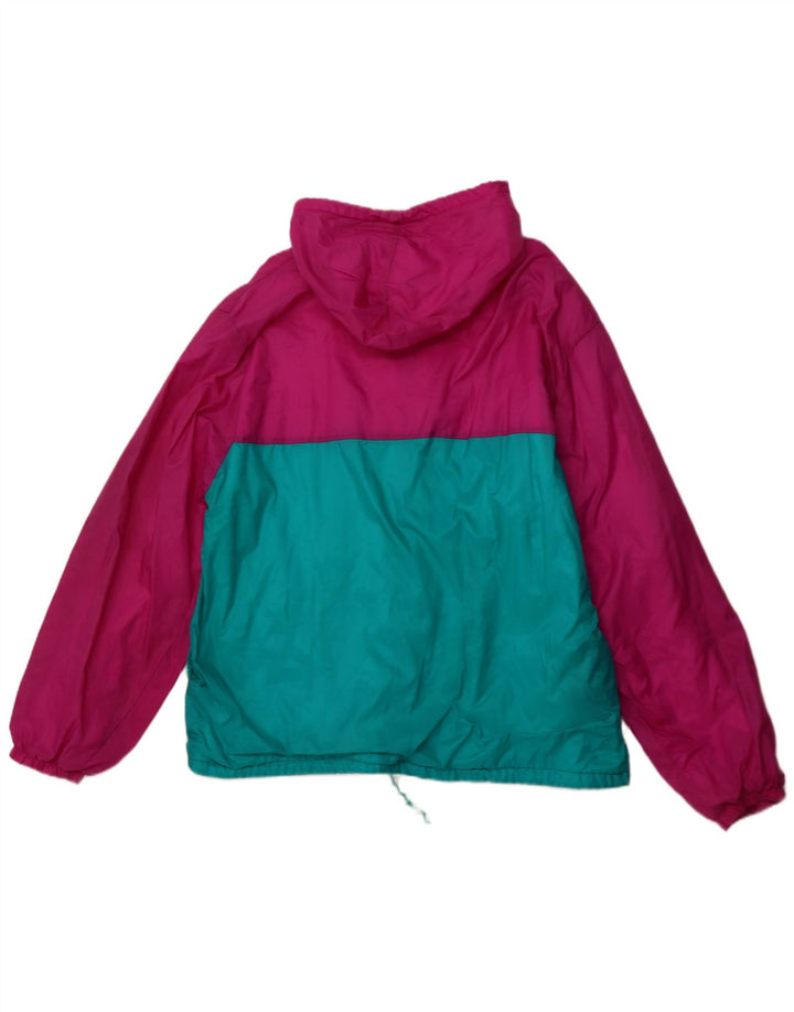 Мужская дождевик VINTAGE с капюшоном UK 42 XL, розовый полиамид с цветными блоками